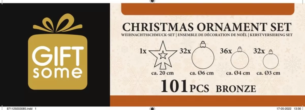 Giftsome Kerstboomversieringen> Kerstballen Set - Plastic Kerstballen - Incl. Piek - O 3/4/6 Cm - Kerstversiering Kerstboom - 101 Stuks: Mat, Glanzend, Glitter En Open - Bruin/ Koper