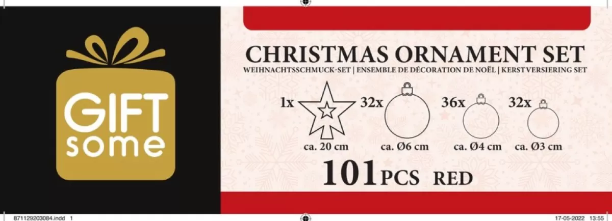 Gifts@Home Kerstboomversieringen>Giftsome Kerstballen Set - Plastic Kerstballen - Incl. Piek - O 3/4/6 Cm - Kerstversiering Kerstboom - 101 Stuks: Mat, Glanzend, Glitter En Open - Rood