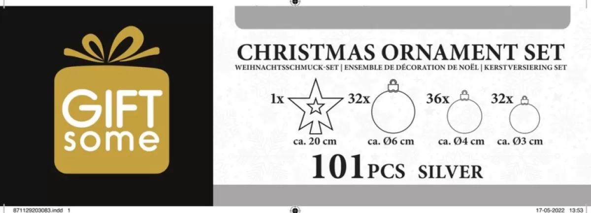 Gifts@Home Kerstboomversieringen>Giftsome Kerstballen Set - Plastic Kerstballen - Incl. Piek - O 3/4/6 Cm - Kerstversiering Kerstboom - 101 Stuks: Mat, Glanzend, Glitter En Open - Zilver