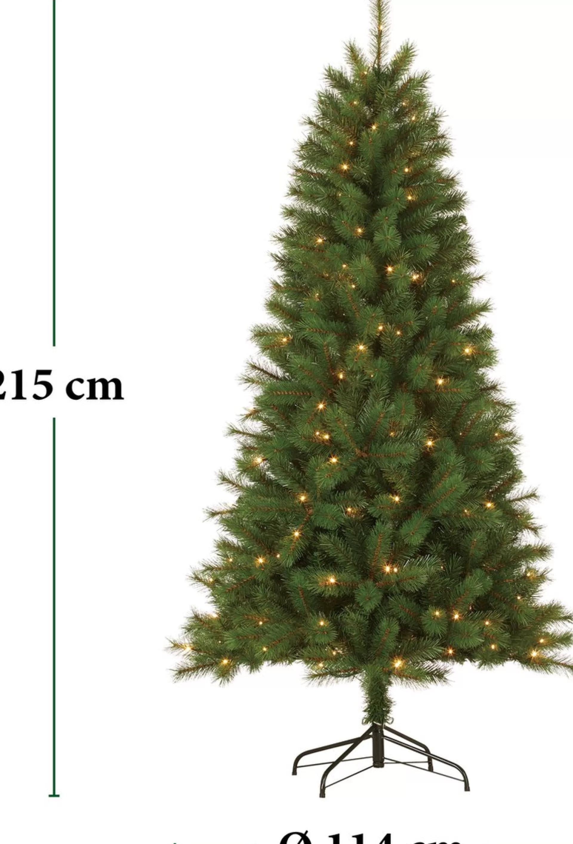 Giftsome Kunstkerstboom Met Verlichting - Kerstboom Met Led Verlichting - Opvouwbare Takken - Warm Wit Licht - 215 Cm - Lichtboom 200 Led Lampjes - Boom Voor Binnen - Groen Outlet