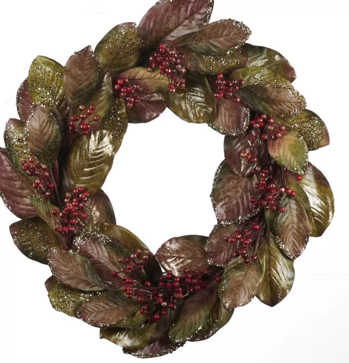 Goodwill Kerstkransen> Krans Landelijk Zijde-Besjes Groen-Rood D 76 Cm