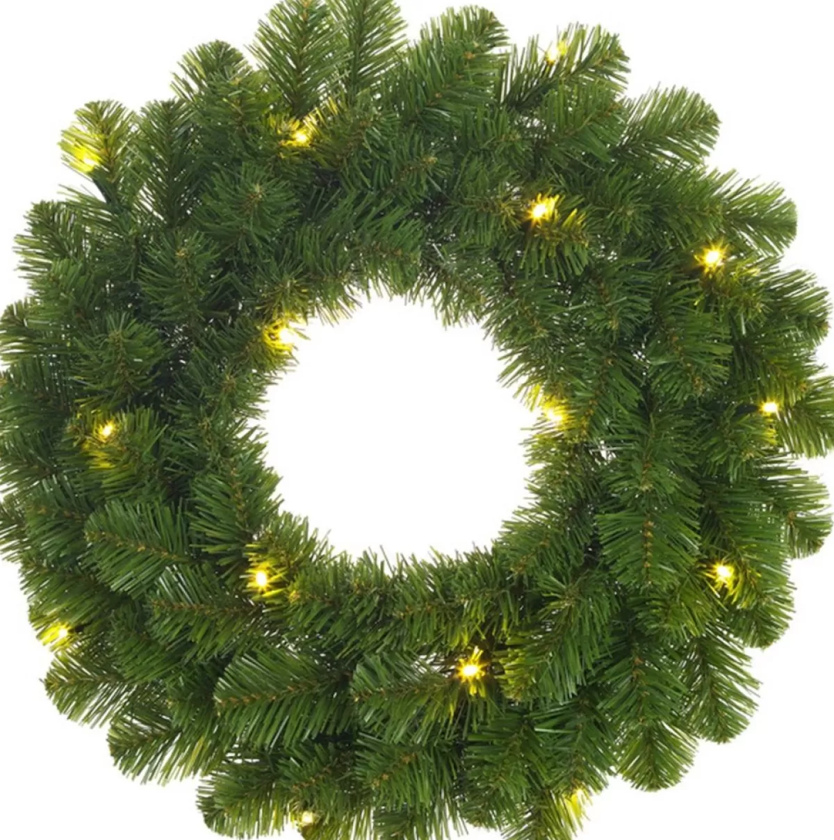 Mica Decorations Kerstkransen>Groene Verlichte Kerstkransen/Deurkransen Met 30 Leds 60 Cm Met Ijzeren Hanger - Kerstversiering/Kerstdecoratie Kransen