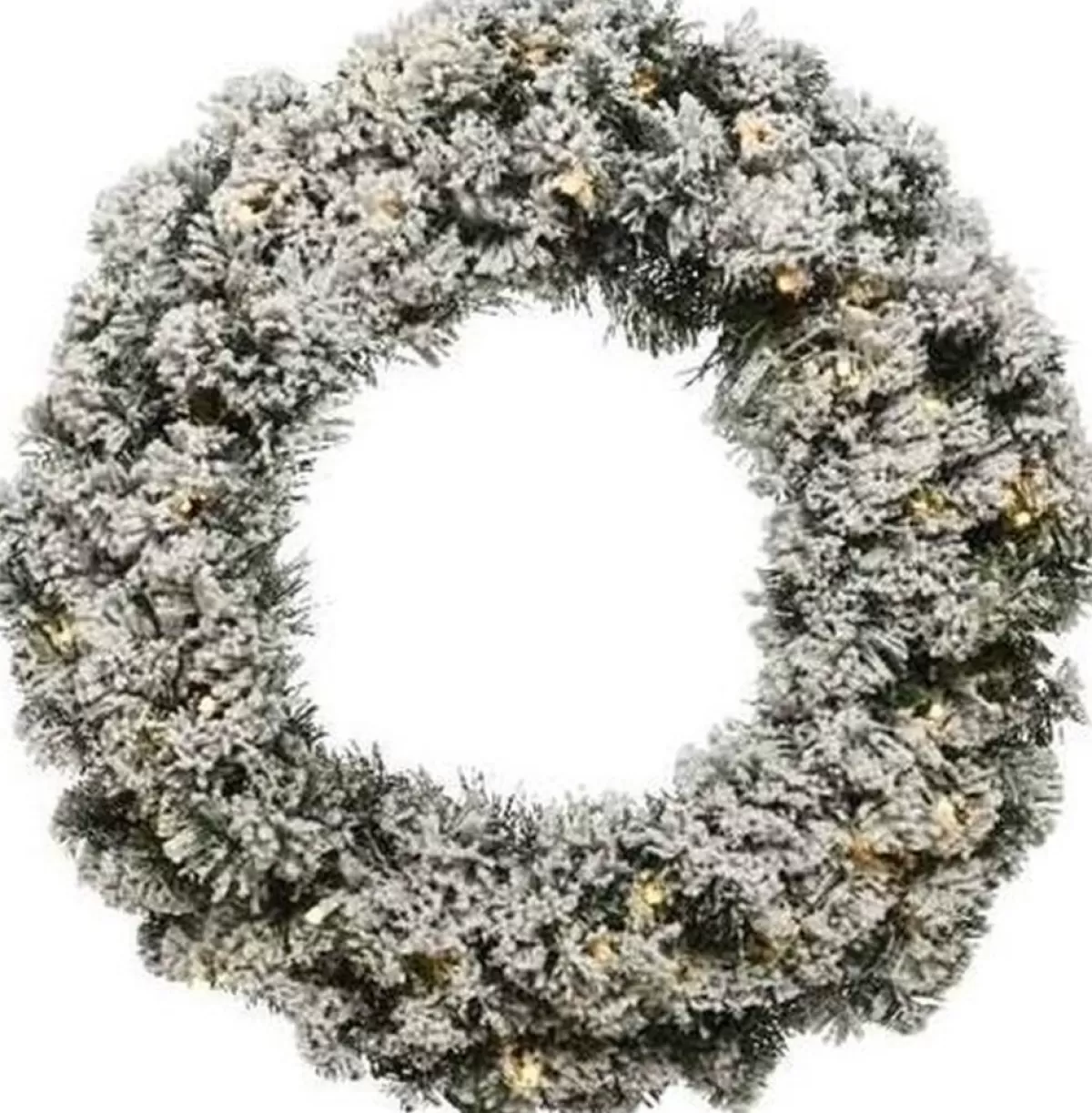 Decoris Kerstkransen>Groen/Witte Kerstkrans 60 Cm Imperial Met Kunstsneeuw En Led-Lichtjes - Kerstkransen Kerstversieringen/Kerstdecoraties