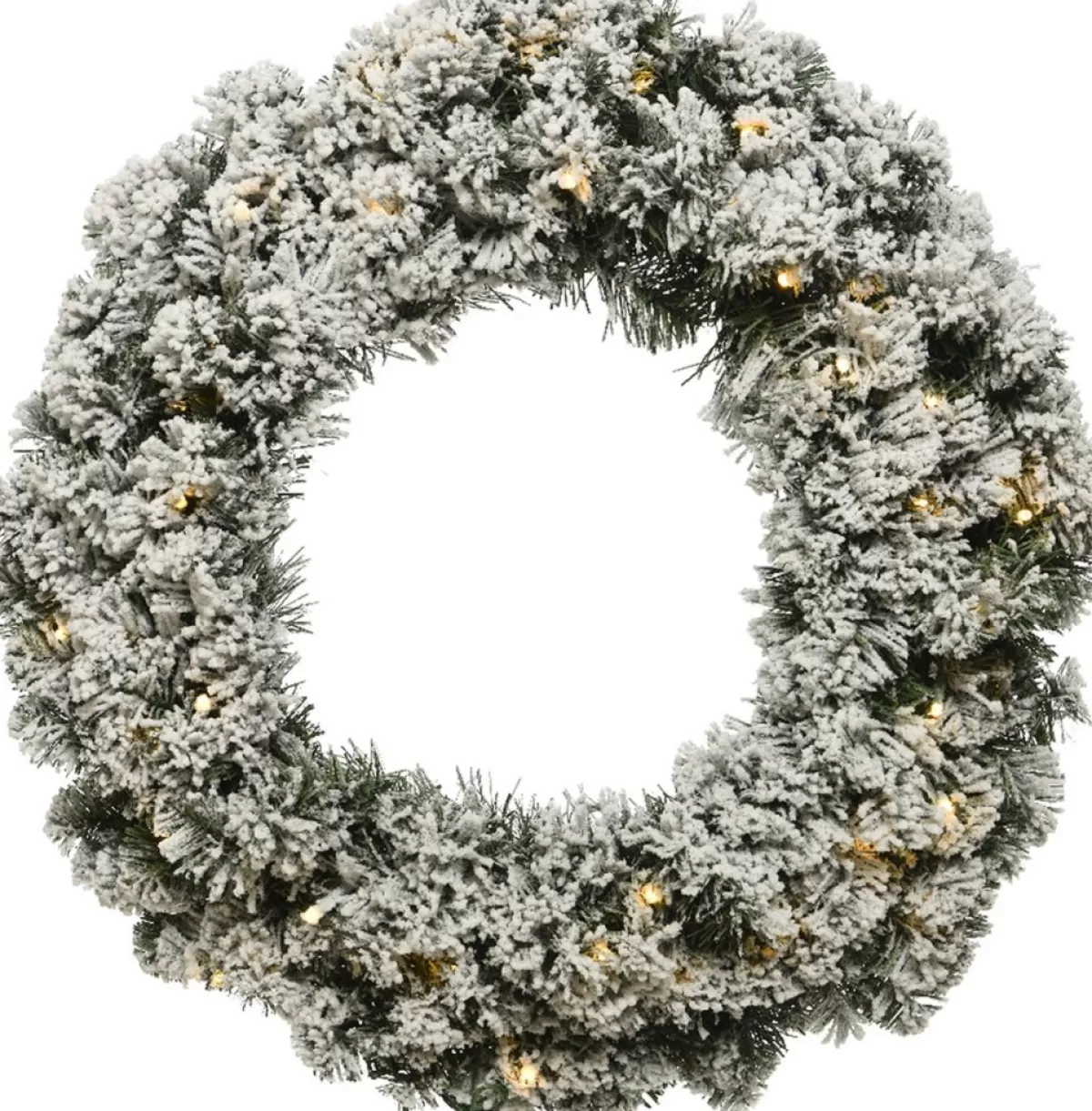 Decoris Kerstkransen>Groen/Witte Led Kerstkrans 50 Cm Imperial Met Kunstsneeuw En Met Gouden Hanger - Kerstversiering/Kerstdecoratie Kransen