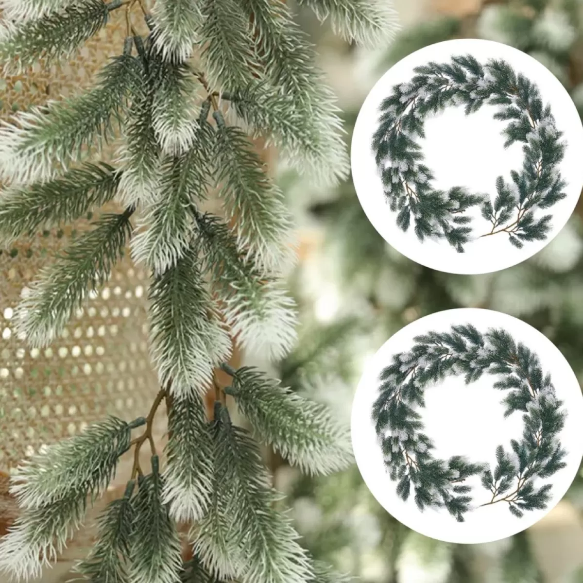 Trend24 Guirlandes>Guirlande - Kerst Guirlande - Kerstguirlande - Kerstslinger - Deurkrans - Dennenslinger - Kerstslinger - Dennentak - 180 Cm (360 Cm Samen) - Groen - Wit - 2 Stuks