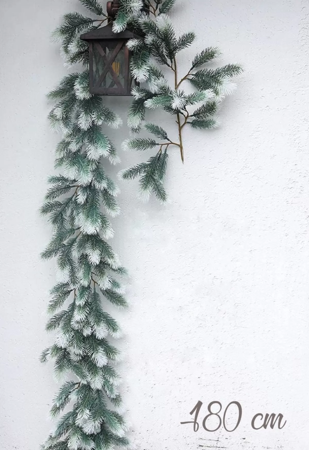 Trend24 Guirlandes>Guirlande - Kerst Guirlande - Kerstguirlande - Kerstslinger - Deurkrans - Dennenslinger - Kerstslinger - Dennentak - 180 Cm - Groen - Wit - 1 Stuk