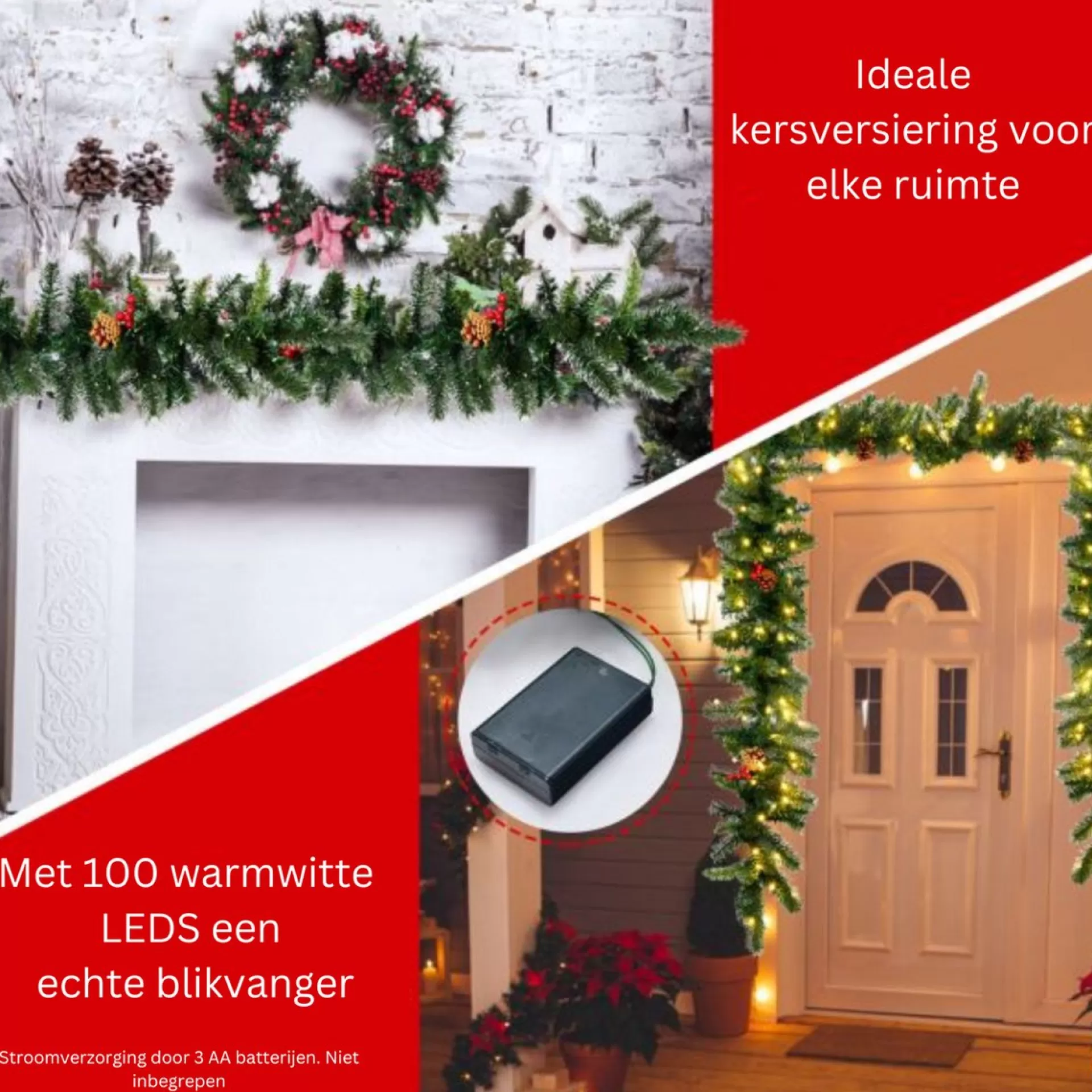 ChristmasGoodz Guirlande Met Verlichting - Guirlande - Kerstguirlande - Kerstverlichting Buiten - Kerstversiering - Kerst - 2.7 Meter - 100 Led's Flash Sale