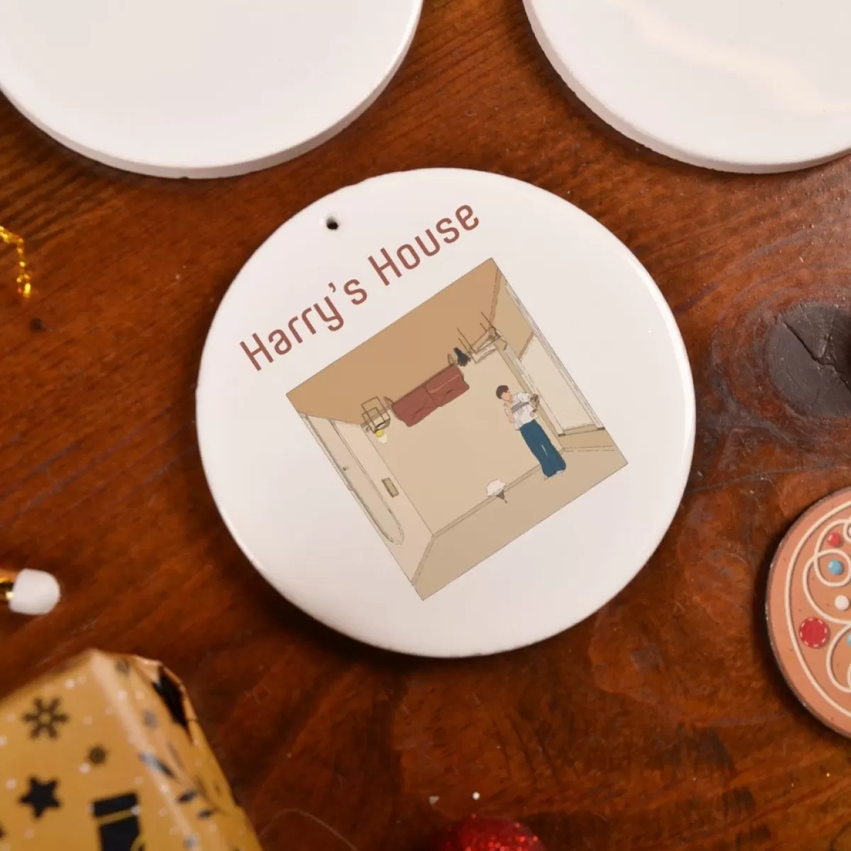 Merkloos Kersthanger>Harry House Christmas Ornament - Ceramic Ornament - Merry Christmas -Kerstversieringen - Kerstcadeaus - Kersthanger - White