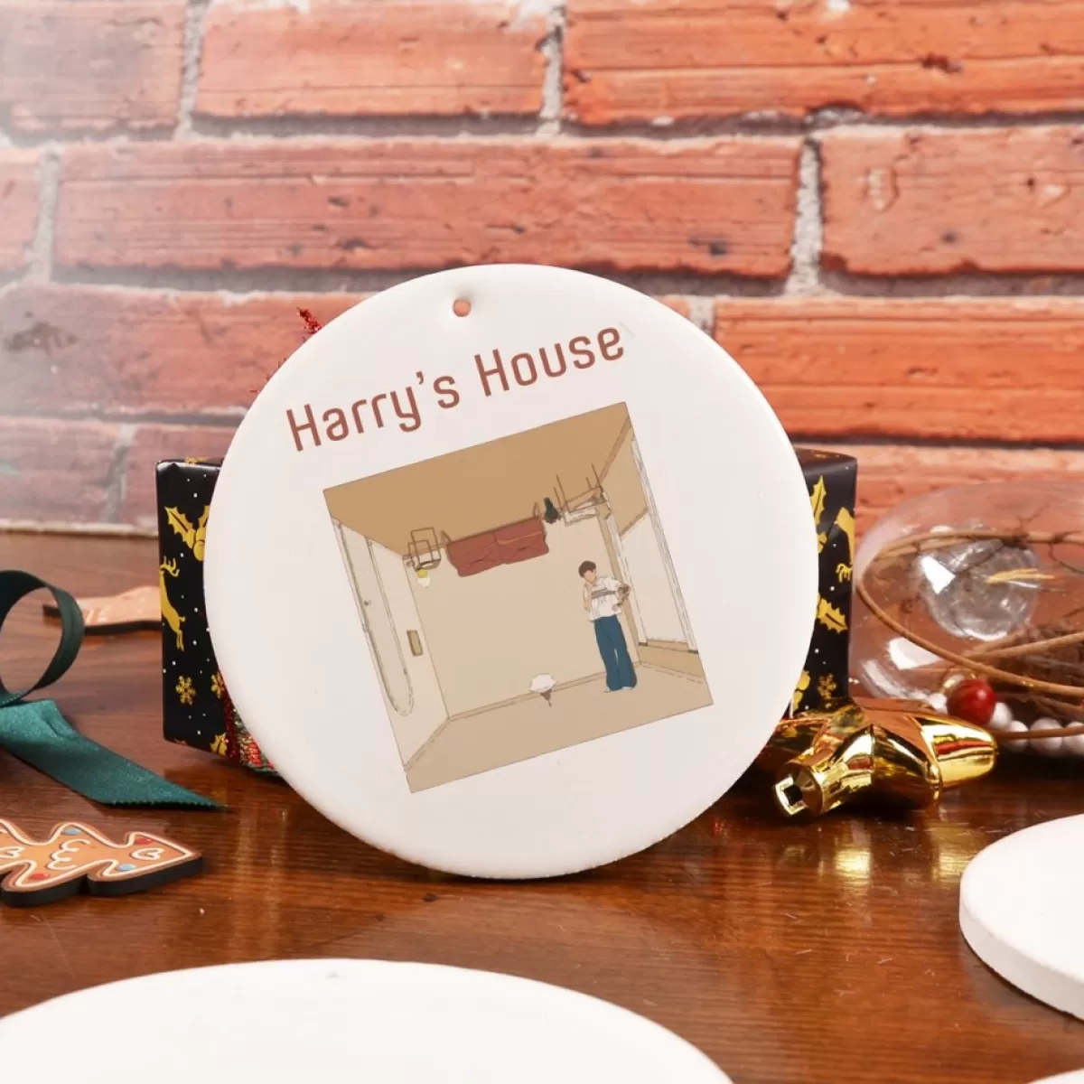 Merkloos Kersthanger>Harry House Christmas Ornament - Ceramic Ornament - Merry Christmas -Kerstversieringen - Kerstcadeaus - Kersthanger - White
