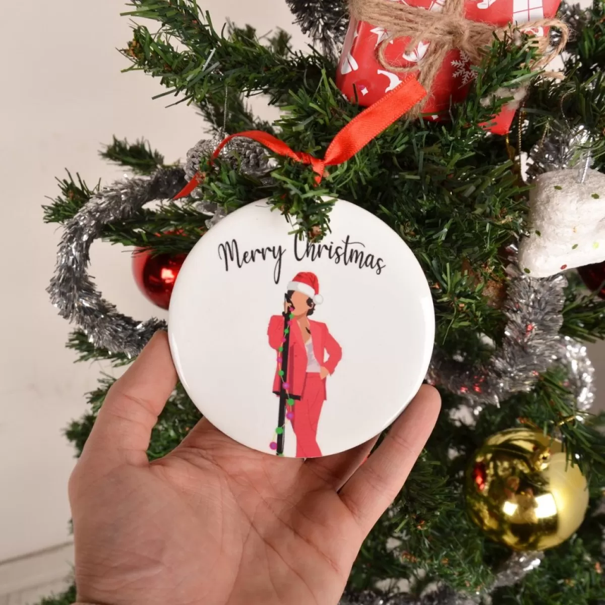Merkloos Kersthanger>Harry Style Christmas Ornament - Ceramic Ornament - Merry Christmas -Kerstversieringen - Kerstcadeaus - Kersthanger - White