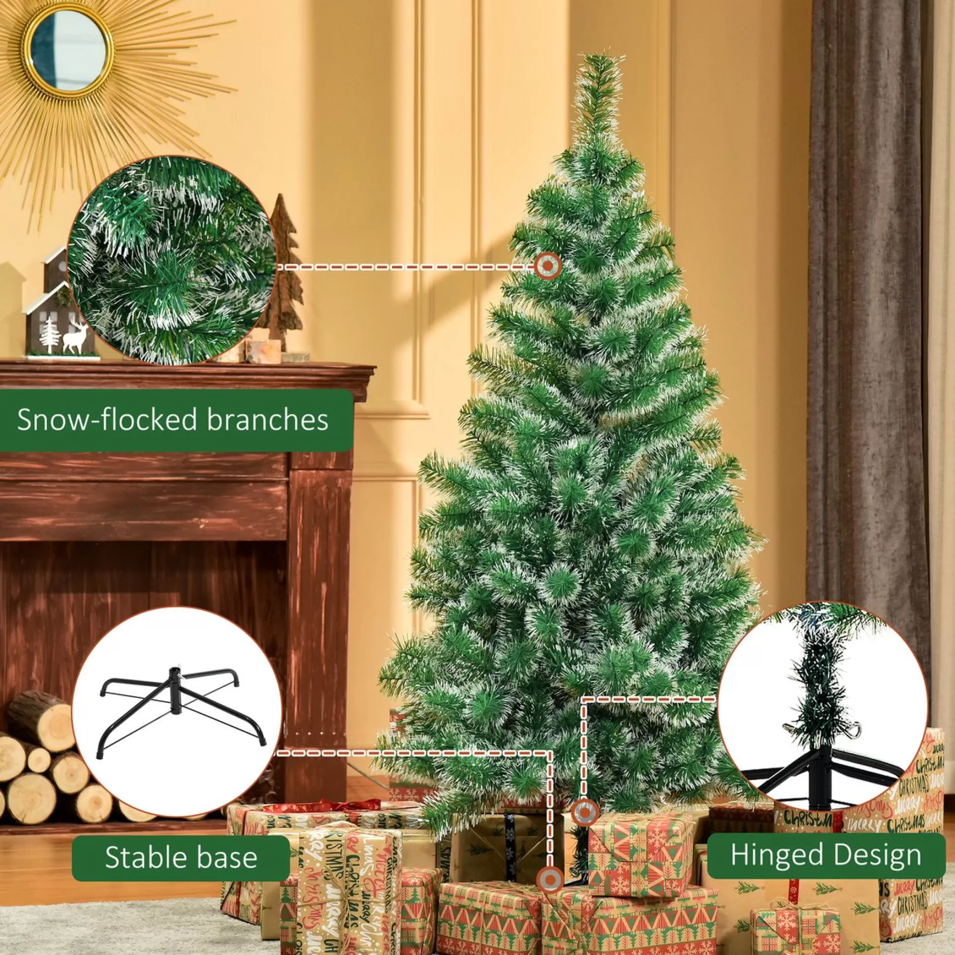 Homcom Kerstboom Kunstkerstboom Dennenboom Met Bessen Metalen Voet Pet 830-123 Shop