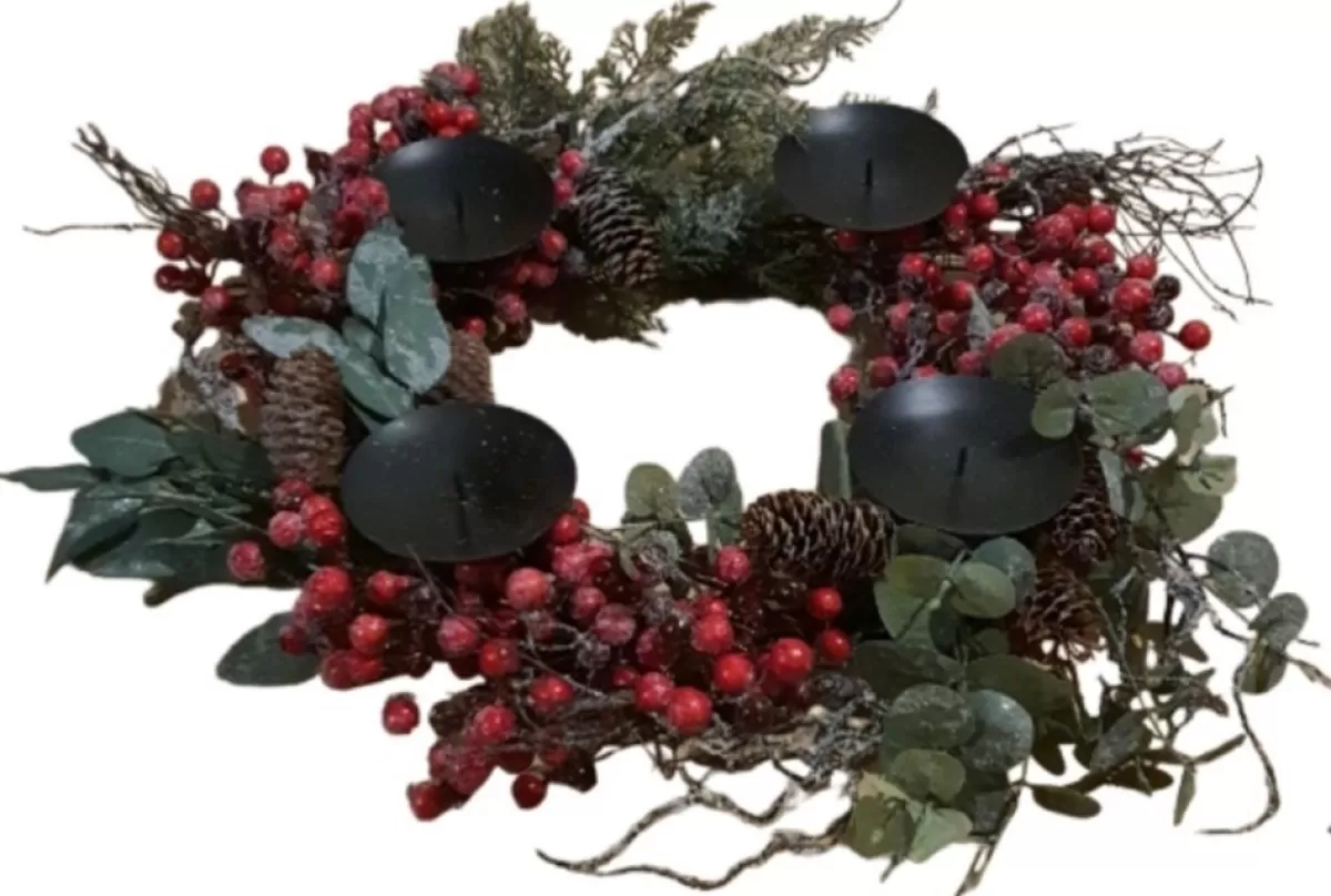 House of Seasons Kerstkransen> Dewberry Kerstkrans Advent Rood D50Cm