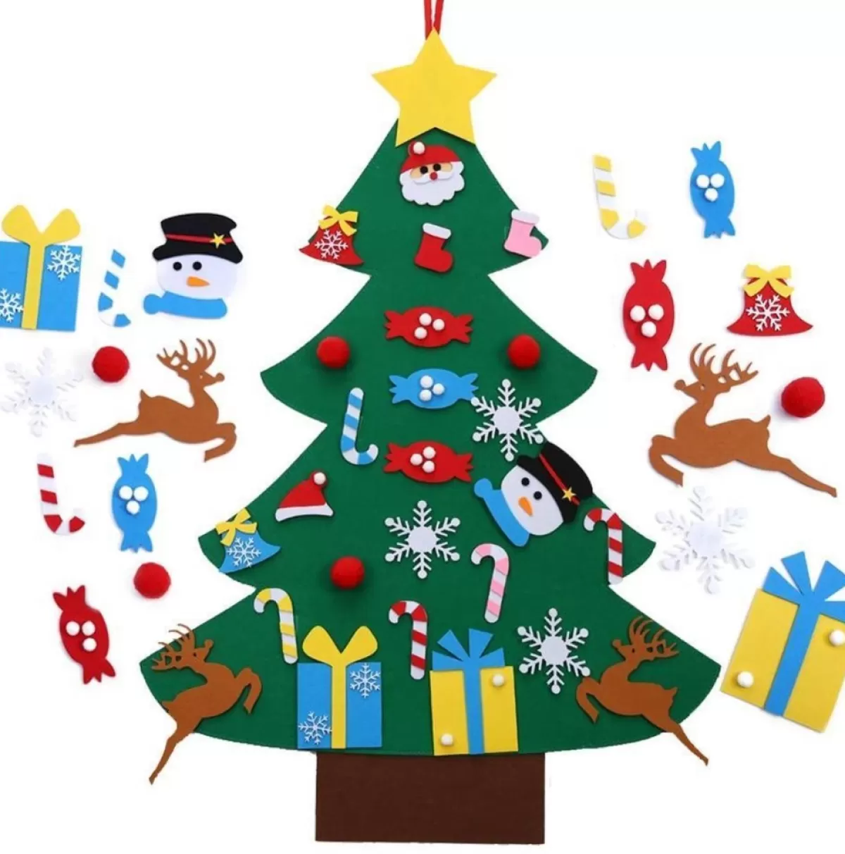 Hs Kerstbeelden>J.S & I.R Vilten Kerstboom – Kinderen – Klittenband – Kinderkerstboom – Kerstboom Voor Kinderen – Kerstcadeau – Speelgoed – Versiering – Muurboom