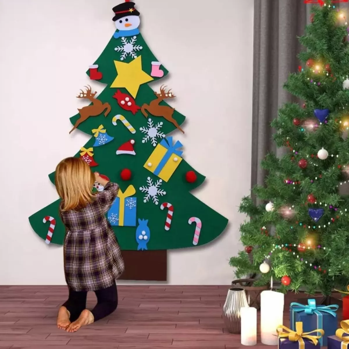 Hs Kerstbeelden>J.S & I.R Vilten Kerstboom – Kinderen – Klittenband – Kinderkerstboom – Kerstboom Voor Kinderen – Kerstcadeau – Speelgoed – Versiering – Muurboom