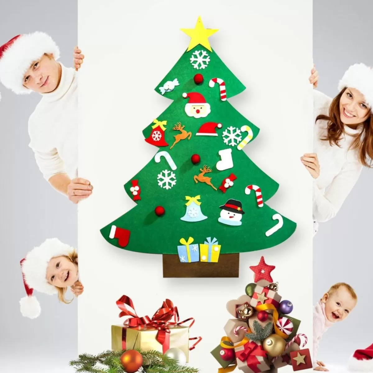 Hs Kerstbeelden>J.S & I.R Vilten Kerstboom – Kinderen – Klittenband – Kinderkerstboom – Kerstboom Voor Kinderen – Kerstcadeau – Speelgoed – Versiering – Muurboom