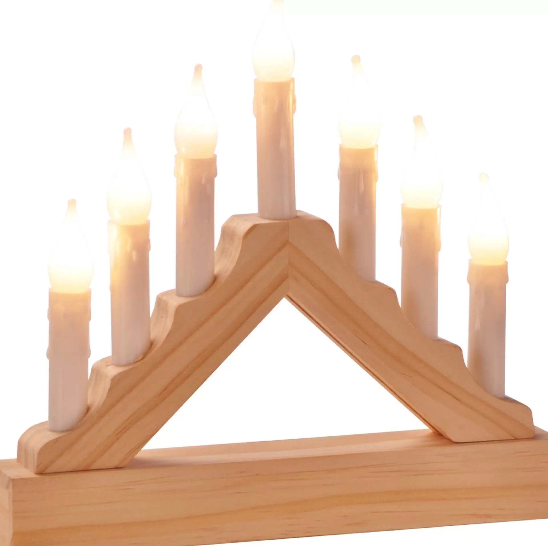 SmuldersDeco Kaarsenbrug Van Hout Met 7 Ledkaarsjes - 18 Cm Hoog Best Sale