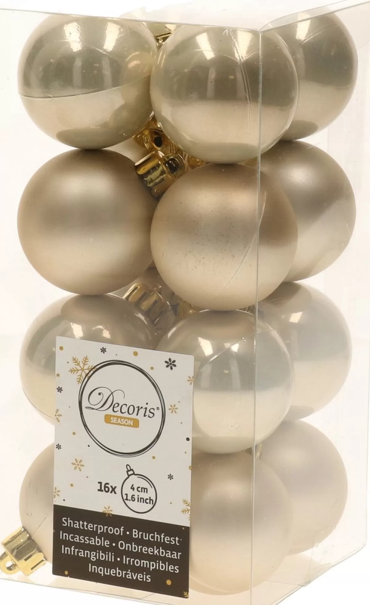 Decoris Kerstboomversieringen>Kerstballen 32X St - Mix Champagne/Ijsblauw - 4 Cm - Kunststof - Kerstversiering