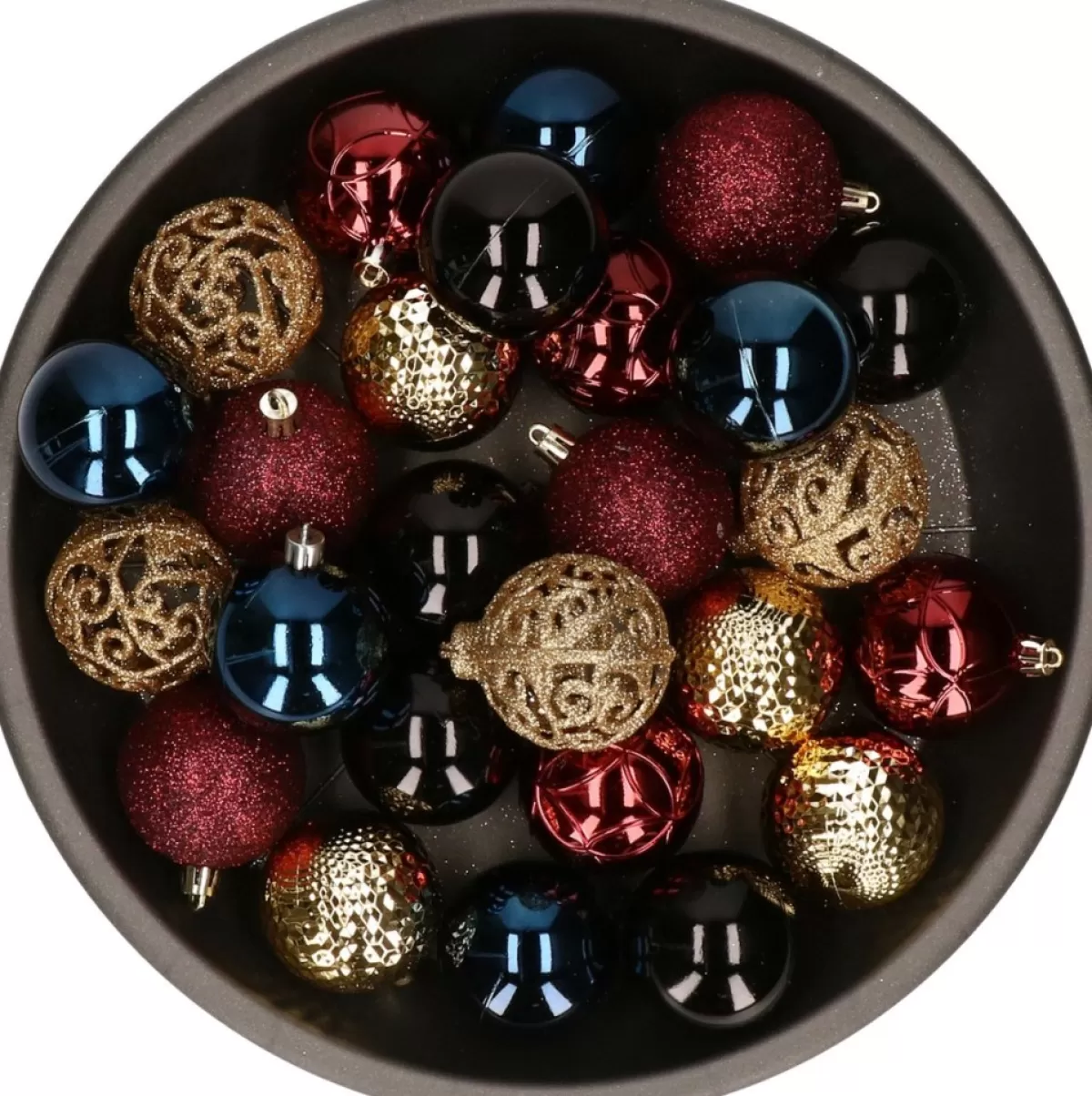 Merkloos Kerstboomversieringen>Kerstballen 37X Stuks - Goud/Blauw/Rood/Zwart - 6Cm - Kunststof