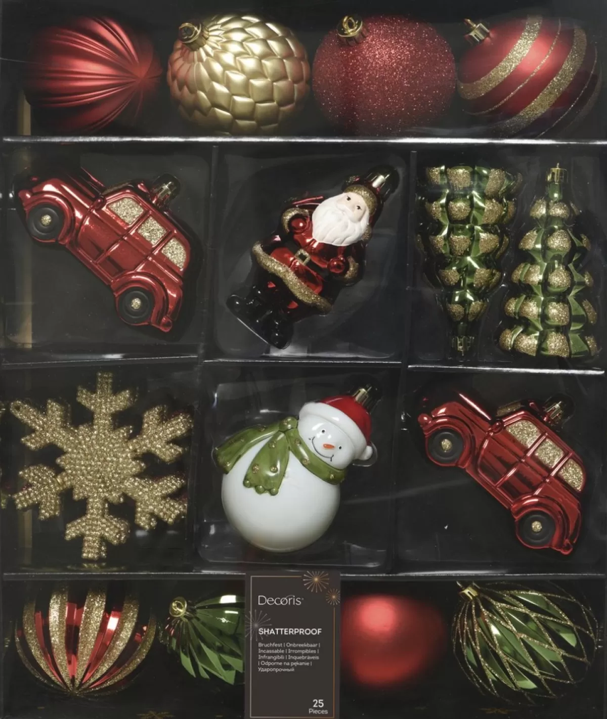 Decoris Kerstboomversieringen>Kerstballen Mixdoos 25 St. | Rood/Groen/Goud