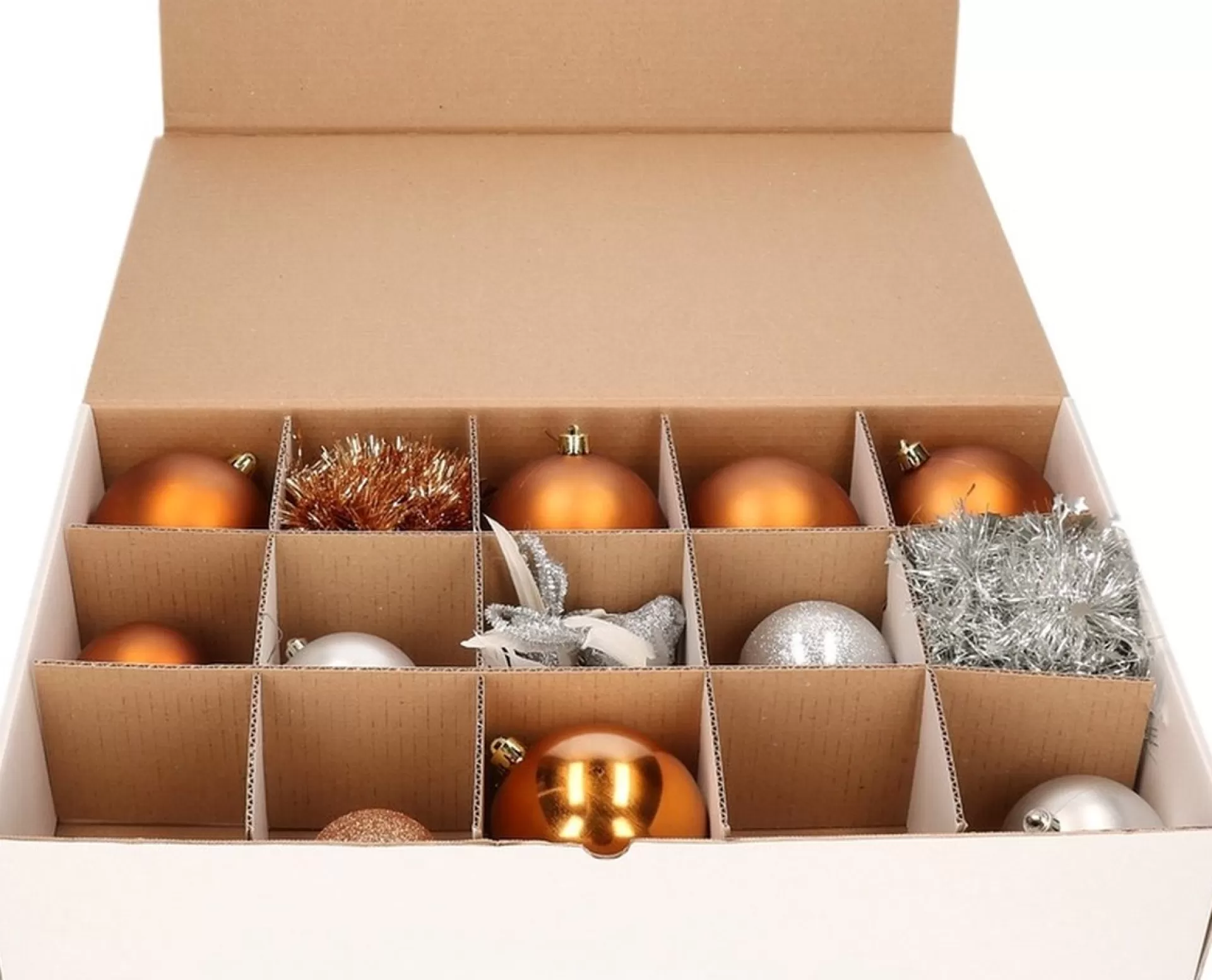 Bellatio Decorations Kerstballen Opbergbox - 3X Vakjesdoos Voor 15 Kerstballen Van 10 Cm Clearance