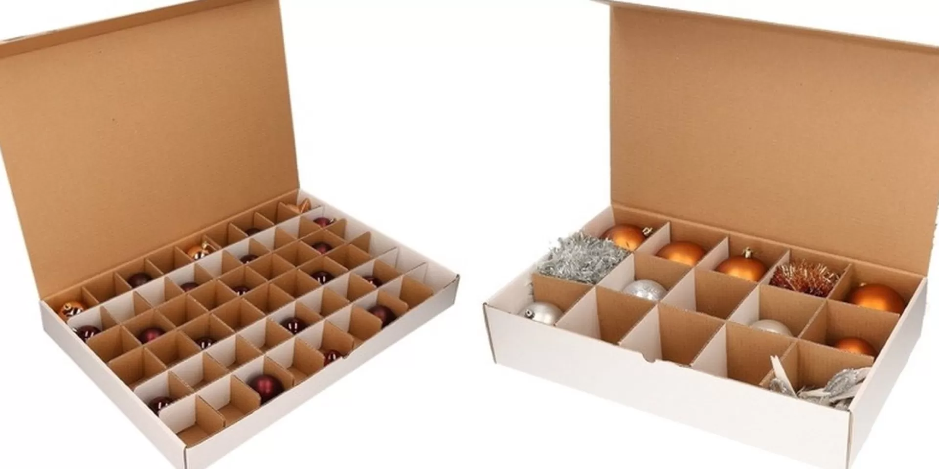 Bellatio Decorations Kerstballen Opbergbox - Vakjesdoos Voor 15 Kerstballen Van 10 Cm En 54 Kerstballen Van 6 Cm New
