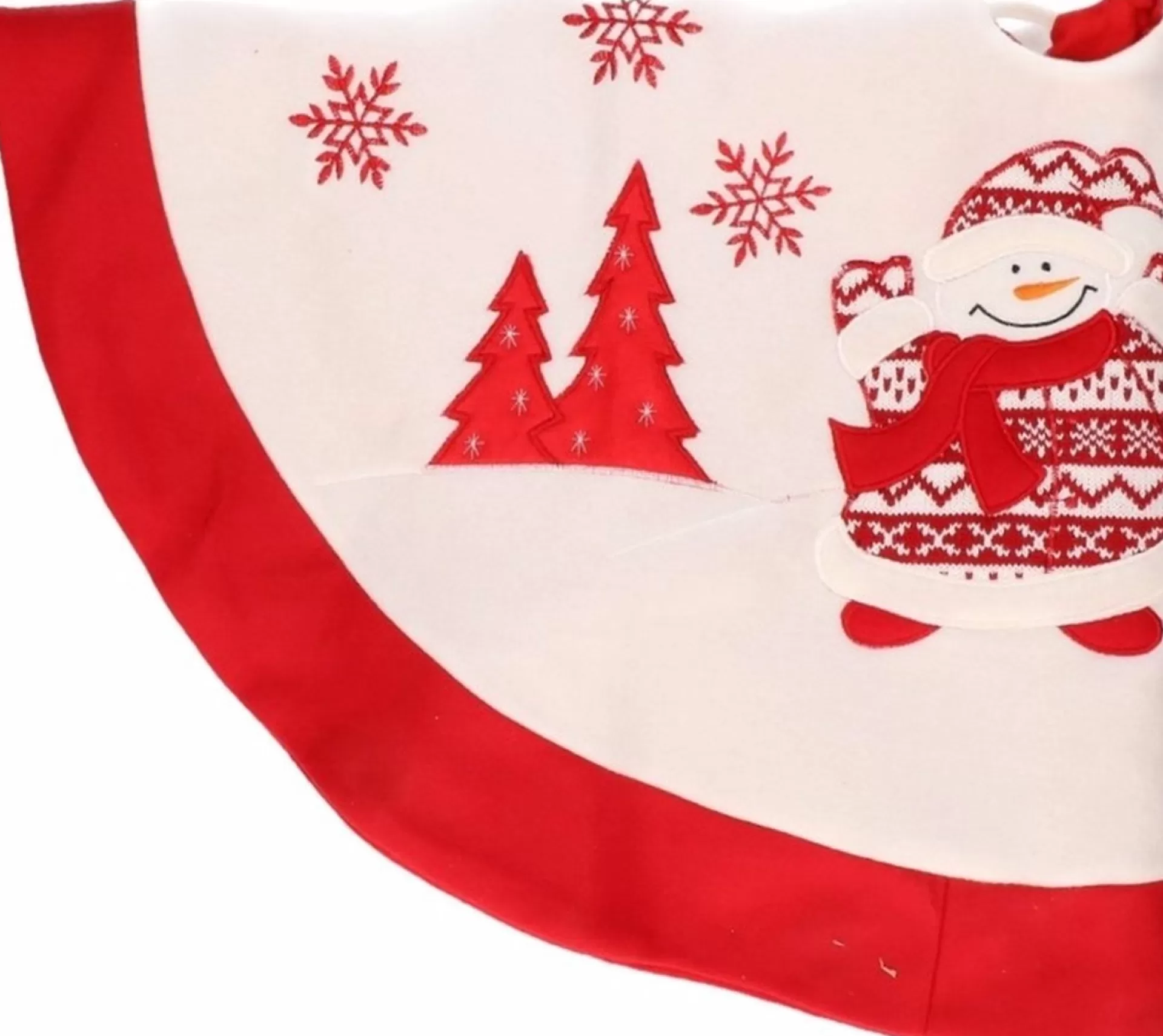 Merkloos Kerstboom Decoratie Kleed Rood/Sneeuwpop 90 Cm Cheap