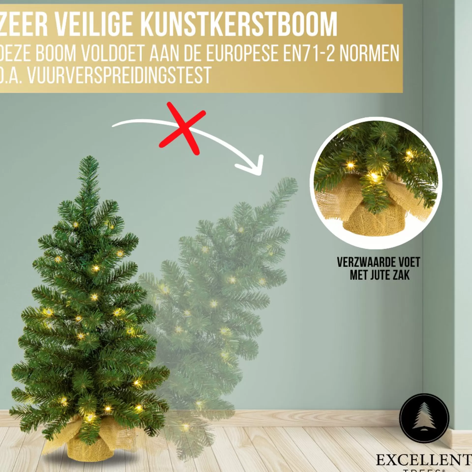 Excellent Trees Kerstboom ® Led Jarbo 75 Cm Met Verlichting - Luxe Uitvoering - 55 Lampjes Sale