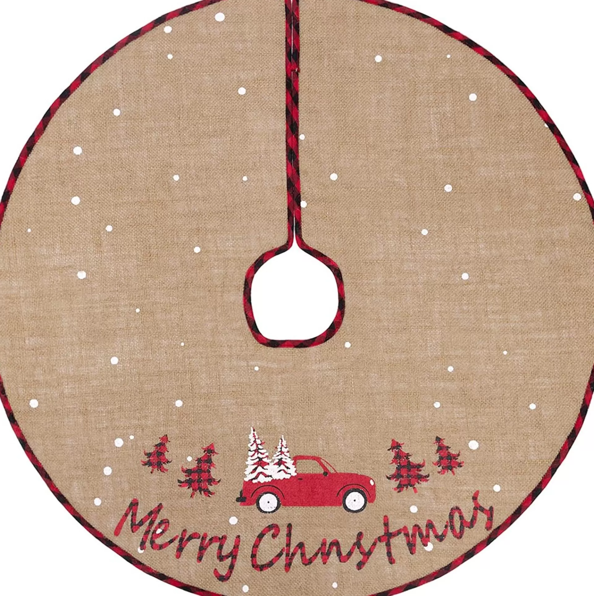 Selwo Kerstboomdeken 75 Cm Jute Witte Sneeuwvlok Auto Bedrukte Kerstboom Rok Voor Vakantie Vloer Kerstboom Decoratie Discount