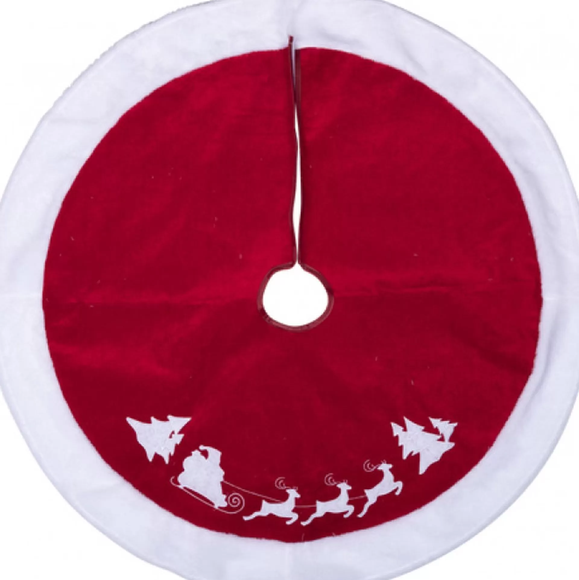 Merkloos Kerstboomrok 100Cm - Kerstman Animatie - Rood/Wit Cheap