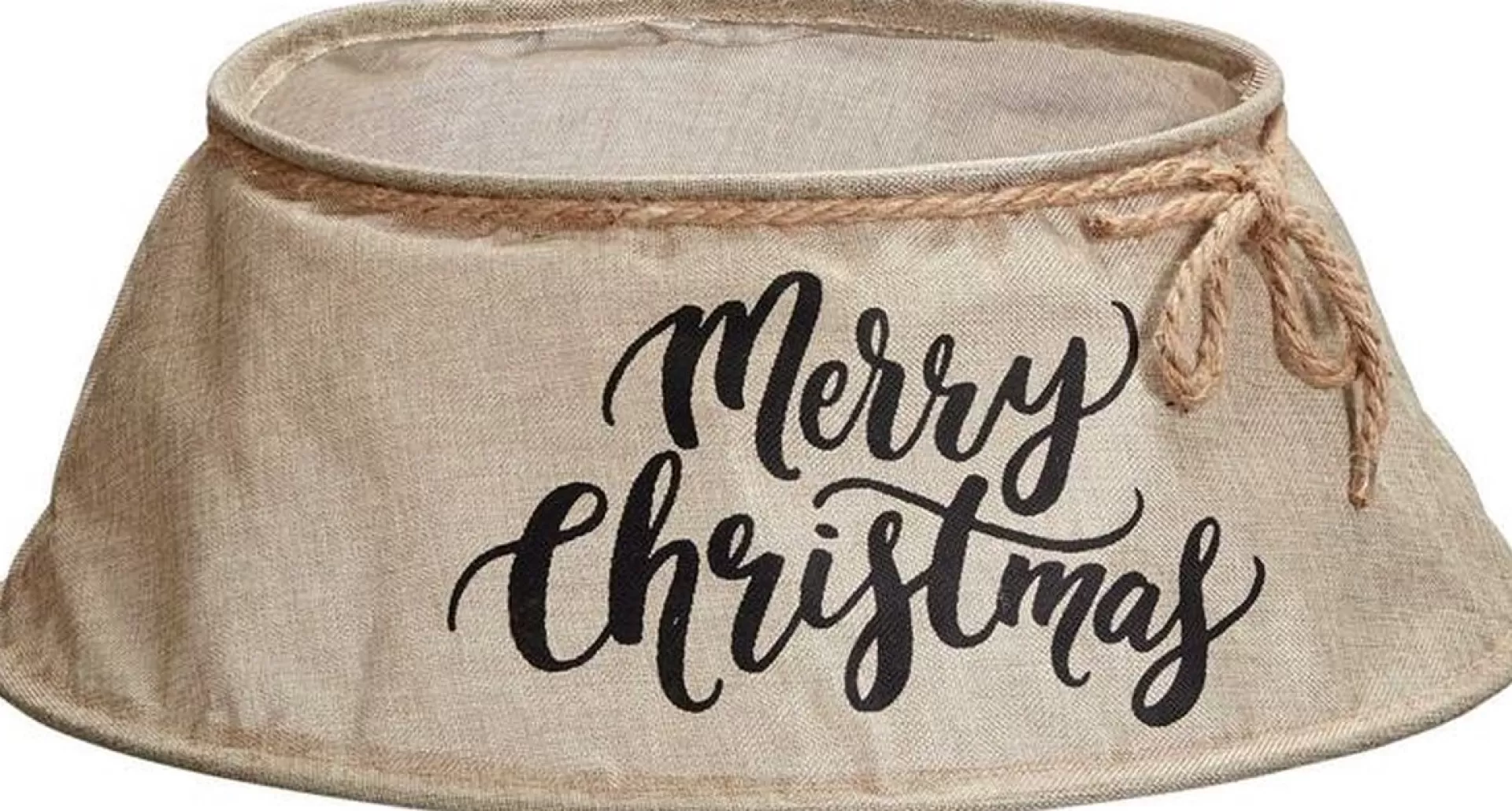 Merkloos Kerstboomrok Met Tekst "Merry Christmas" Owen - Bruin / Zwart - Imitatie Linnen - Kerstboom Mand - O 40 X 60 X 25 Cm Outlet