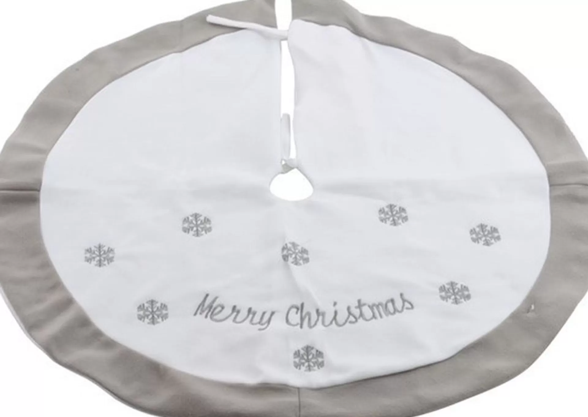 Merkloos Kerstboomrok/Kerstboom Kleed Wit Met Grijze Sneeuwvlokjes 89 Cm - Kerstboom Rok/Rokken Flash Sale