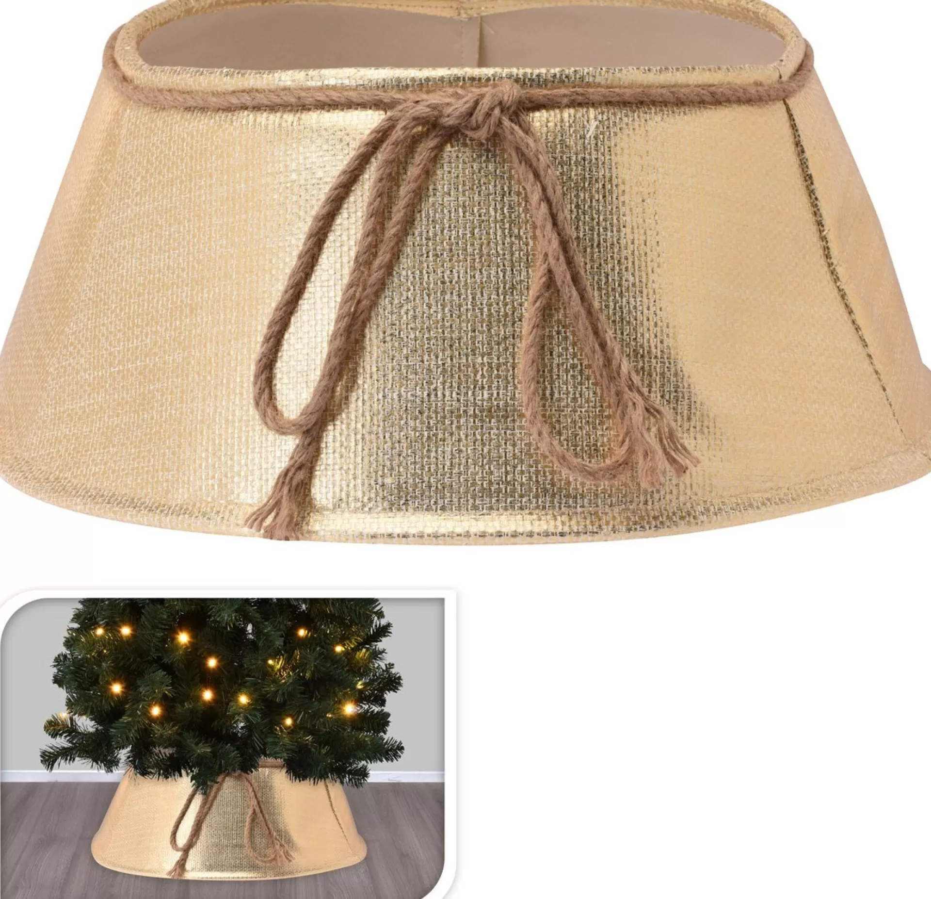 Merkloos Kerstboomrok/Kerstboommand Goud D60 X H25 Cm Voor Een Kerstboom Tot 210 Cm - Kerstboommanden/Kerstboomrokken Flash Sale