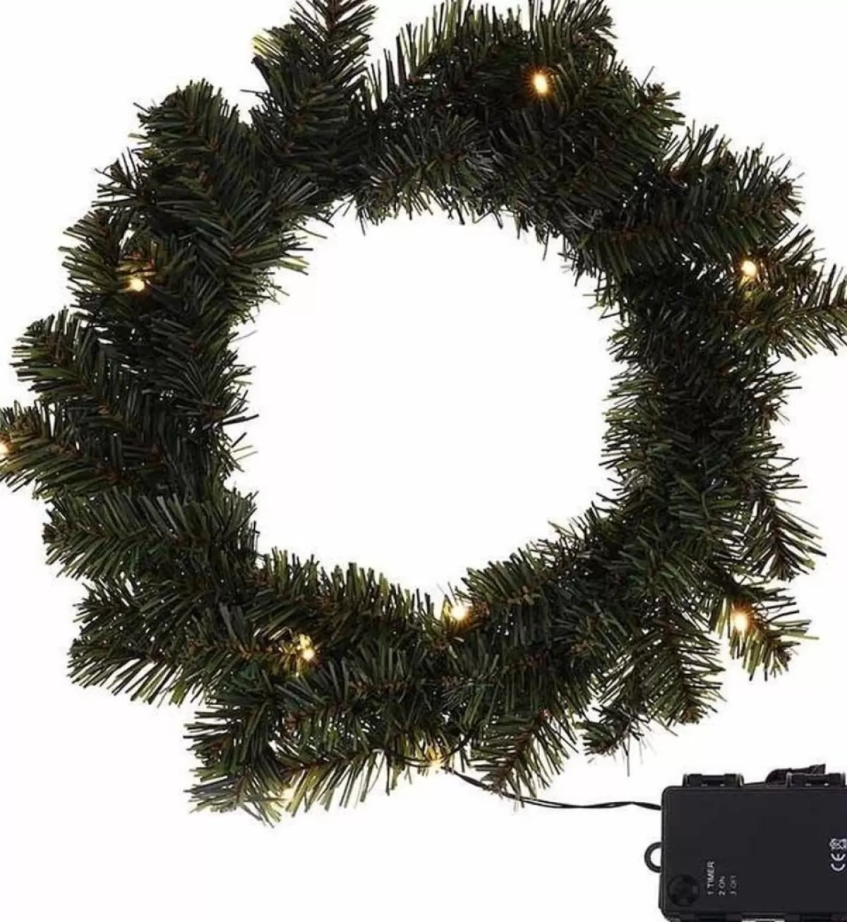 Merkloos Kerstkransen>Kerstkrans - Diameter 35Cm - Met Ledverlichting - Timerfunctie