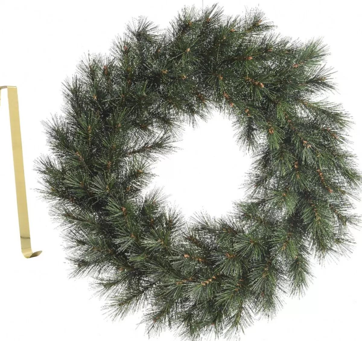 Decoris Kerstkransen>Kerstkrans - Groen - 60 Cm- Kunststof - Incl. Messing Deurhanger