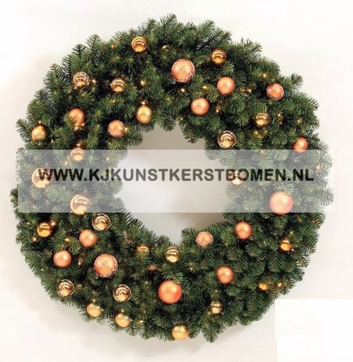 KJ Kunstkerstbomen Kerstkransen>Kerstkrans Met Warme Led Verlichting - Op Batterijen – O 90 Cm