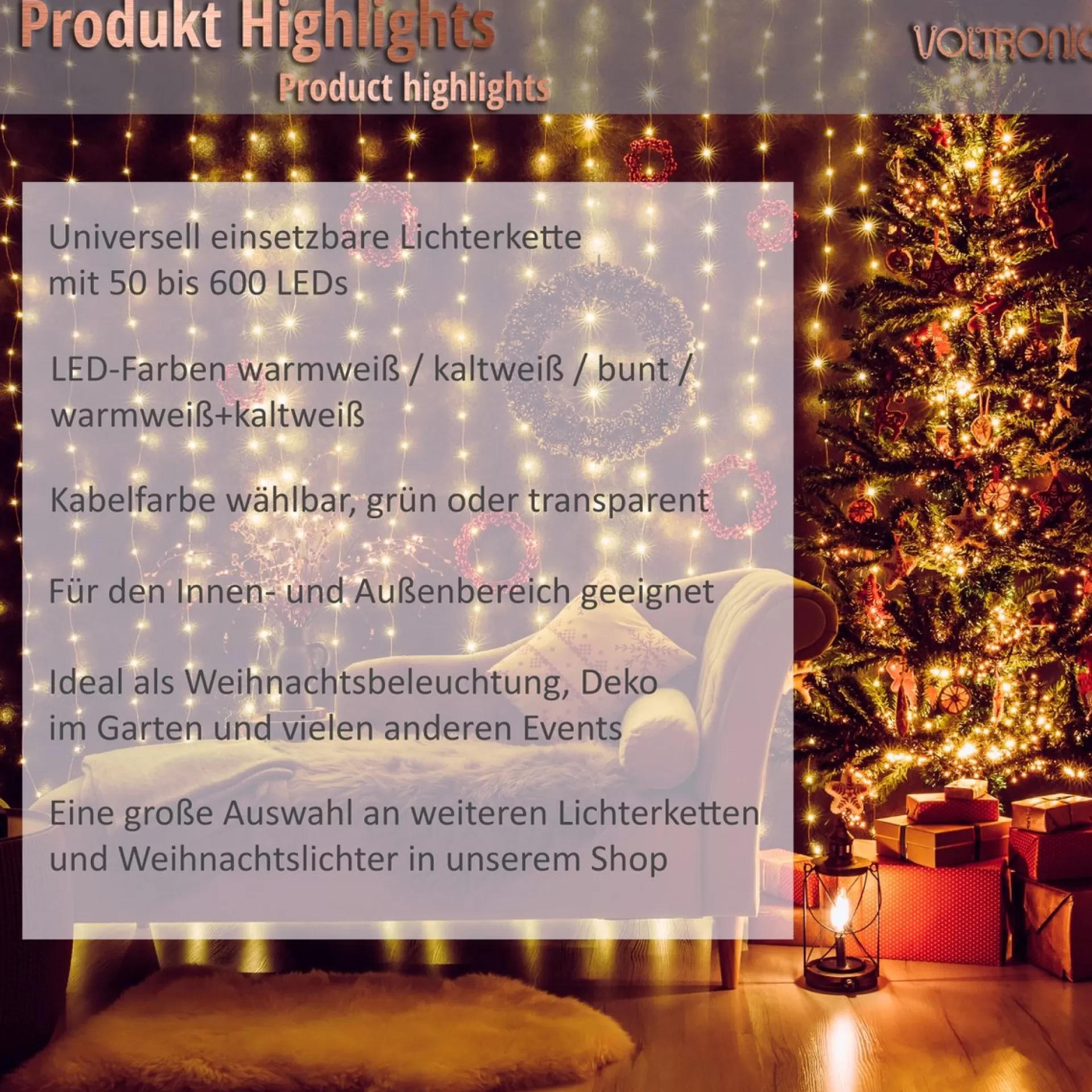 Trend24 Kerstlichtsnoeren>Kerstverlichting - Sfeerverlichting - Kerstverlichting Buiten - Kerstverlichting Binnen - Kerstversiering - Feestverlichting - Lichtsnoer - Lichtsnoer Buiten - Voor Binnen En Buiten - 5 M - Warm Wit