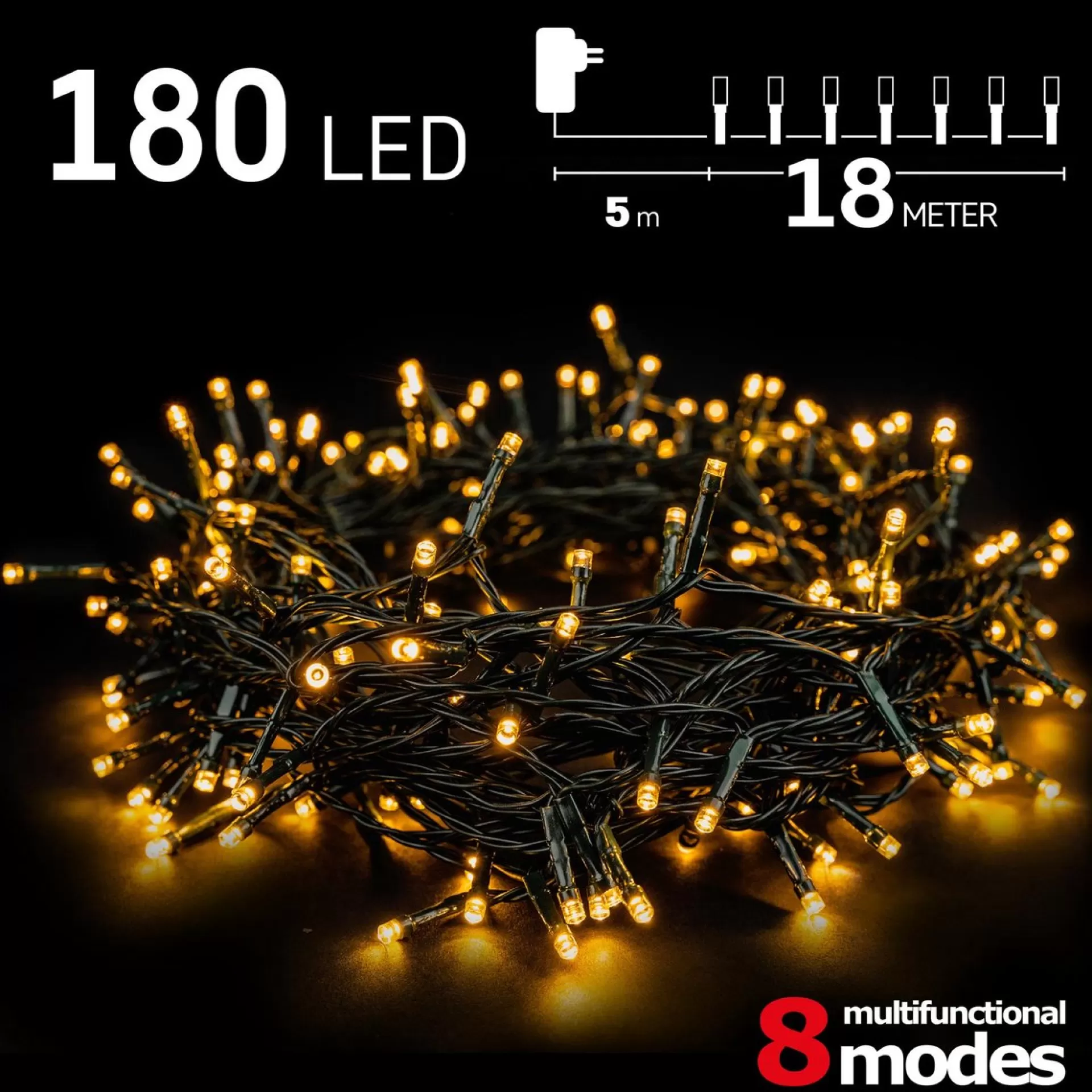 Emos Kerstverlichting Buiten - 18 Meter 180 Led - Warm Wit - 8 Modi - Lichtsnoer - Ip44 Stekker - Kerstboomverlichting - Geschikt Voor Binnen En Buiten - Kerstverlichting Led Cheap