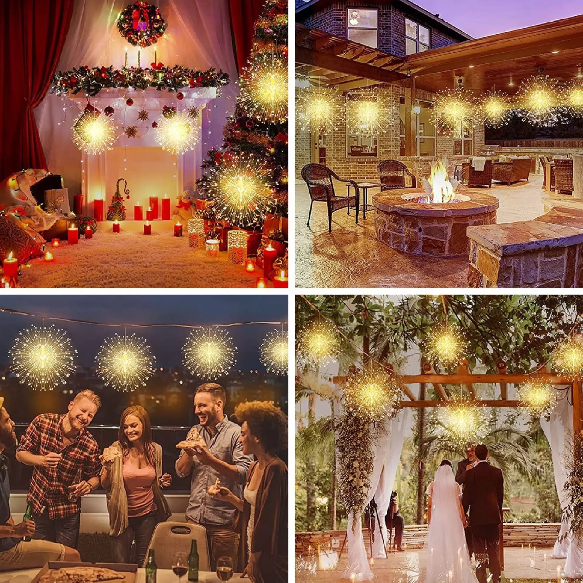 Trend24 Kerstverlichting Vuurwerk - Firework Led Lights - Sfeerverlichting - Ophangbaar - Snoer Met 2 Stuks - Inclusief Afstandsbediening - Warm Wit Cheap