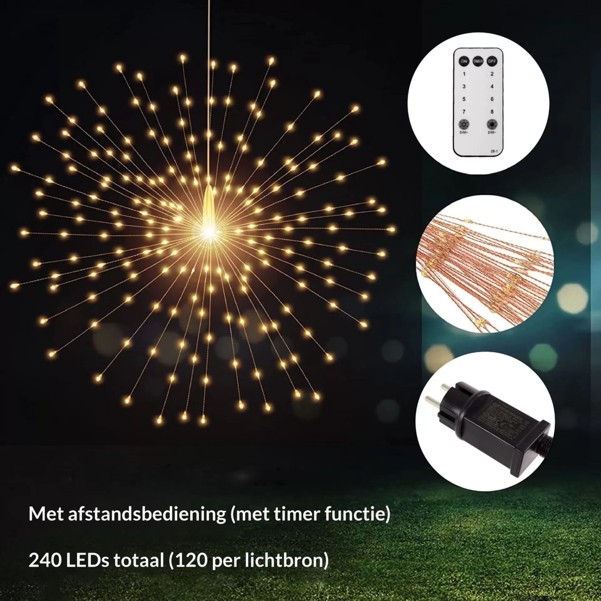 Trend24 Kerstverlichting Vuurwerk - Firework Led Lights - Sfeerverlichting - Ophangbaar - Snoer Met 2 Stuks - Inclusief Afstandsbediening - Warm Wit Cheap