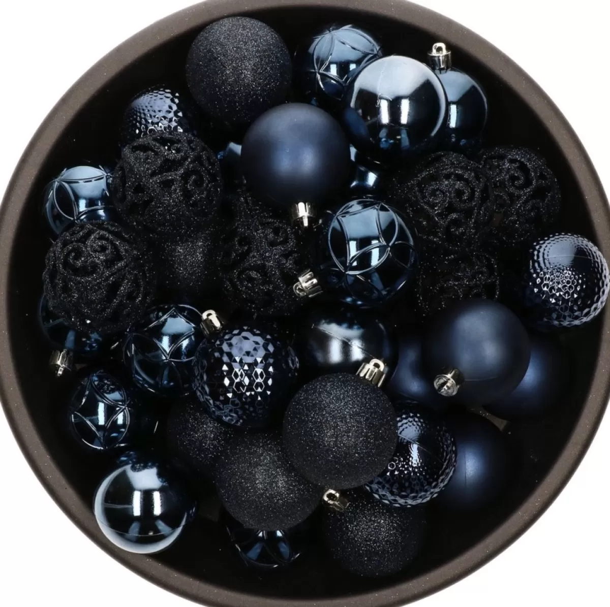 Bellatio Decorations Kerstboomversieringen>Kerstversiering Set - 38-Dlg - Donkerblauw - Kunststof Kerstballen En Glazen Piek