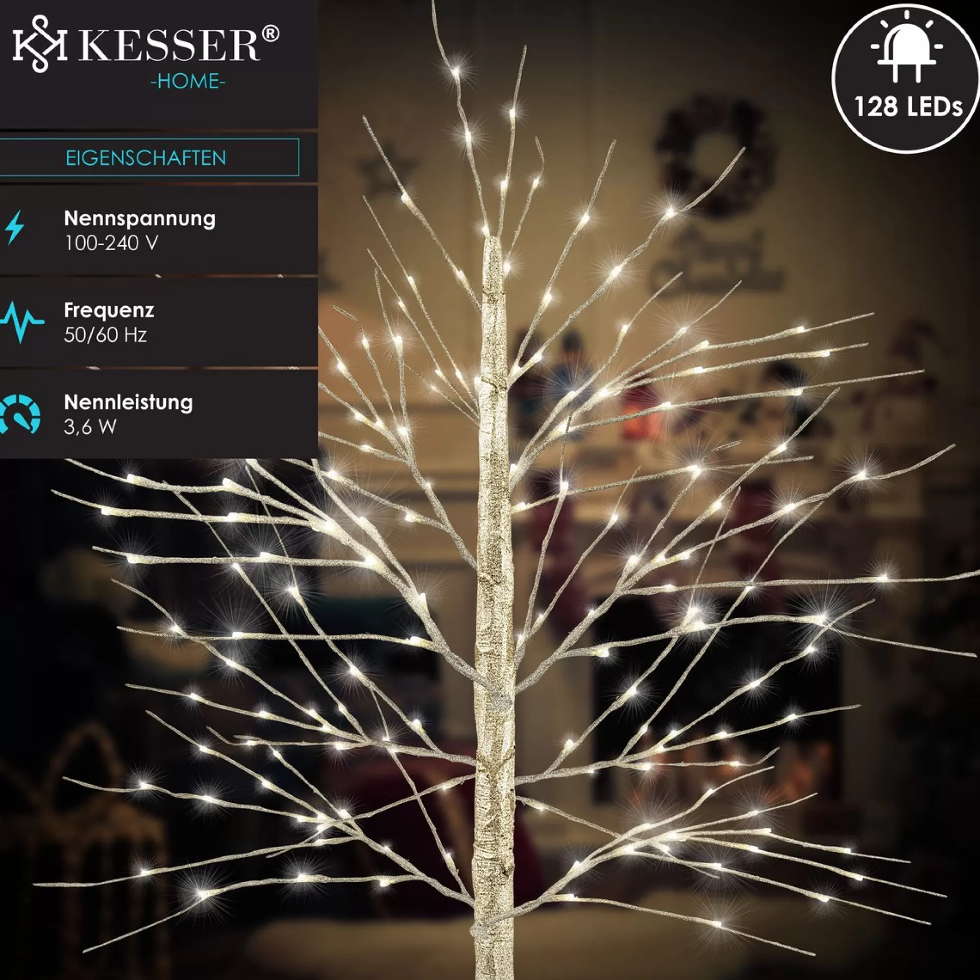 Kesser ® Kersenbloesem Boom Met Afstandsbediening | Lichtboom Binnen Buiten Metalen Stal | Kerstverlichting Verlichte Boom Warm Wit - 180Cm, Goud Shop