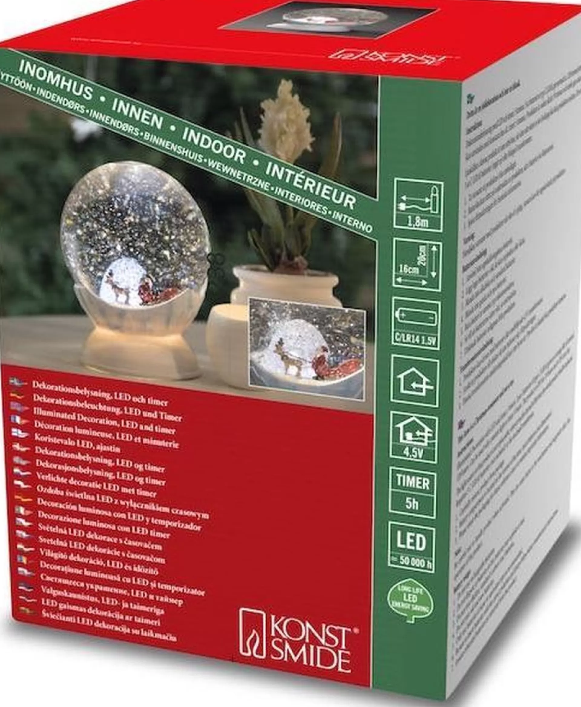 Konst Smide Sneeuwbol O15Cm Groot Electronisch Met Licht Kerstman Slee Rendier Iglo Noordpool Decoratie Kerstverlichting Flash Sale