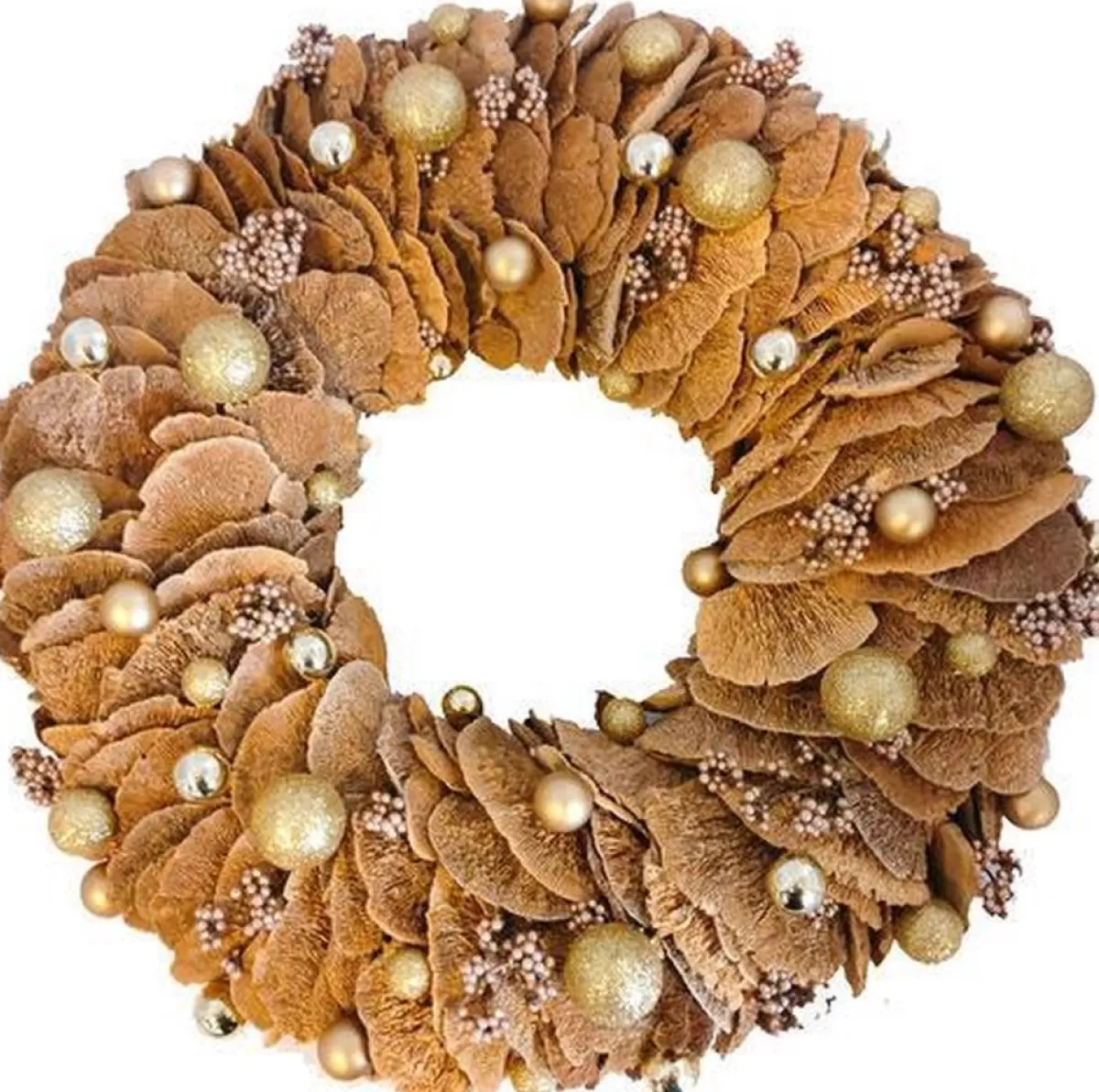 vanNatuurlijk.nl Kerstkransen>Krans | Kerst | Sponge | Goud | 50 Cm