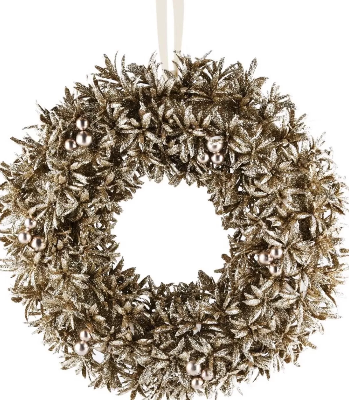 Merkloos Kerstkransen>Krans / Kerstkrans - Champagne / Beige / Zilver - O 32 X 7 Cm Hoog