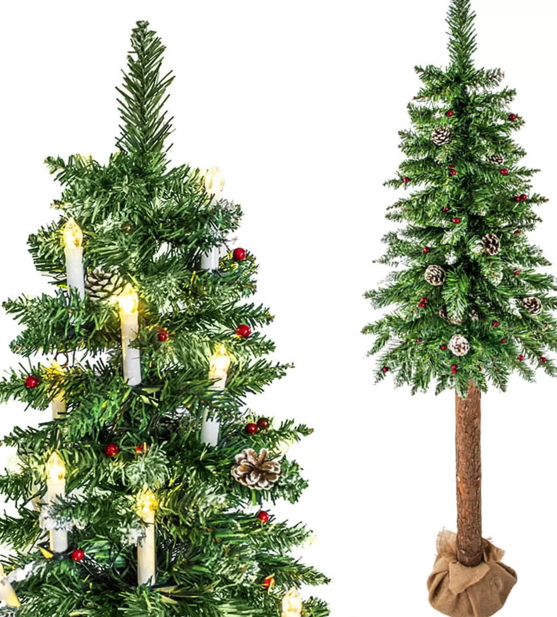 Viking Choice Kunst Kerstboom Met Houten Stam – 220 Cm + Sneeuw & Versiering Outlet