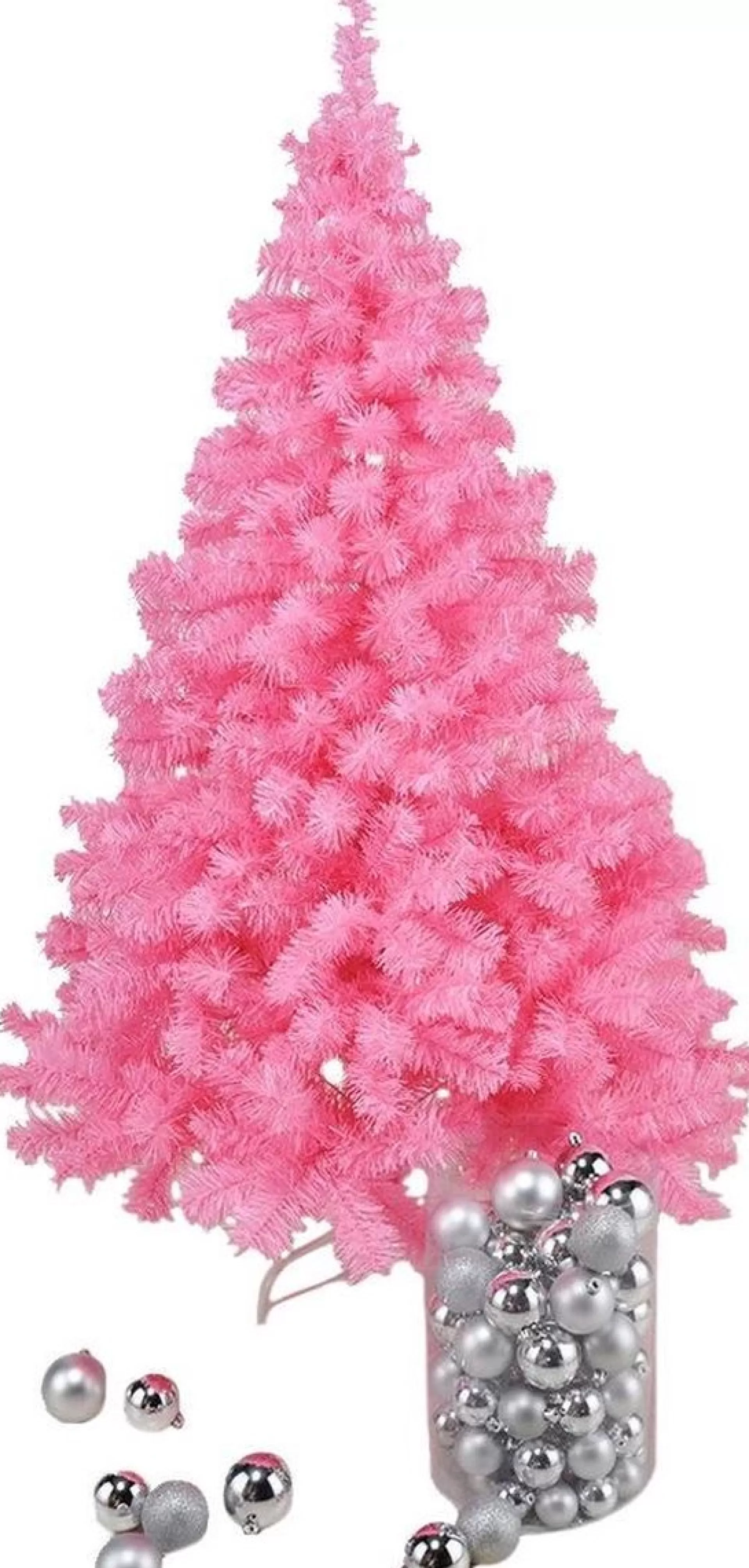 Merkloos Kunst Kerstboom/Kunstboom Roze 150 Cm - Kunst Kerstbomen / Kunstbomen Fashion