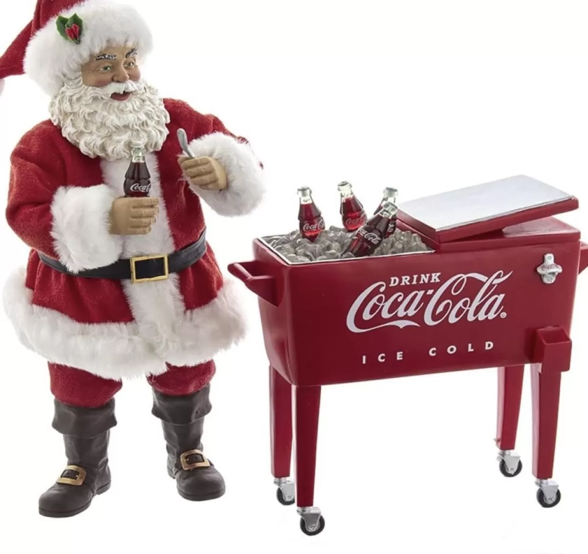 Kurt S. Adler Kerstbeelden> -Coca-Cola® Fabriche Santa + Table Cooler