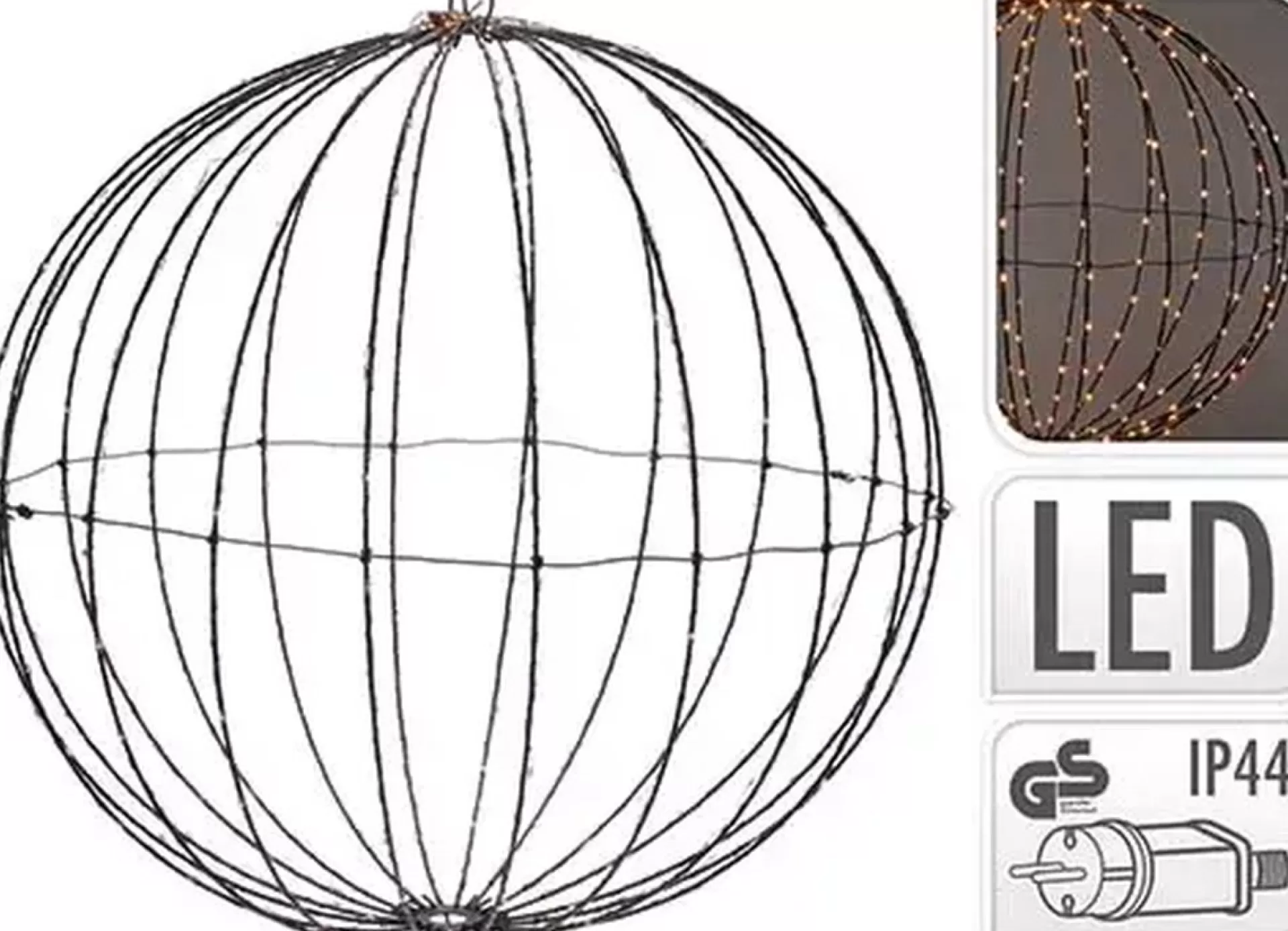ecd-Germany Led Glow Ball O 60Cm Met 400 Leds Extra Warm Wit Gemaakt Van Metaal Online