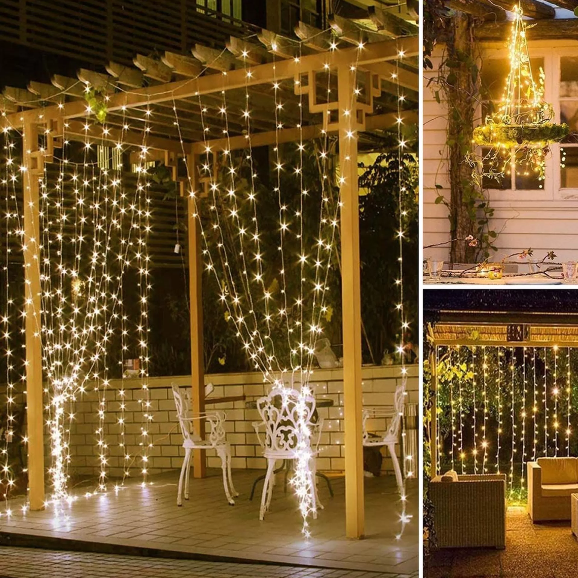 ‘Merkloos’’ Led Lichtgordijn Sfeerverlichting - Incl. Batterijen, Afstandsbediening En Spijkertjes - 3X3 Meter - Warm Wit - Sfeerverlichting Voor Binnen En Buiten - 300 Leds Cheap