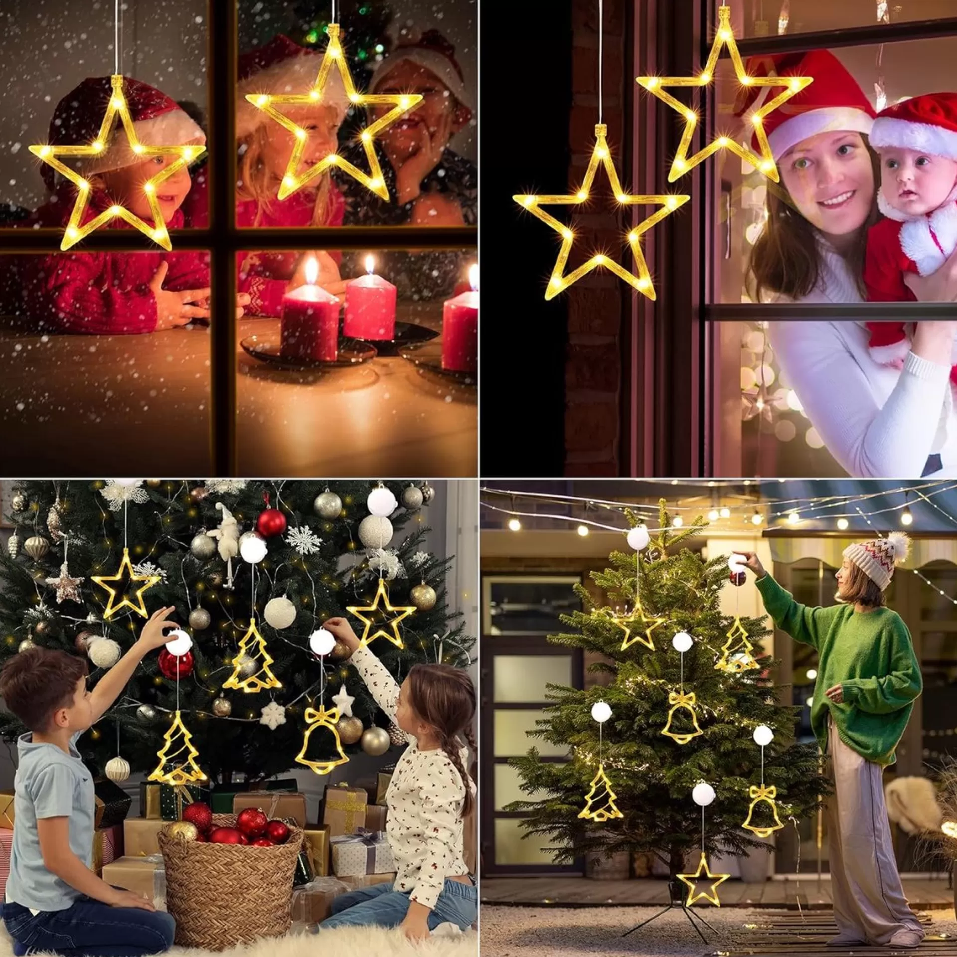 Selwo Led-Sterren, Kerstverlichting, 10 Leds, Voor Ramen, Werkt Op Batterijen, Met Zuignappen, Timer, Warmwit, Kerstster, Voor Binnen Voor Kerstdecoratie, Balkon, Feest, Bruiloft (2 Stuks) Discount